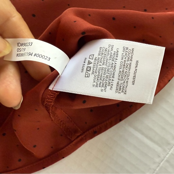 Express Rust Blouse with Polka Dots Size Medium - Picture 7 of 10